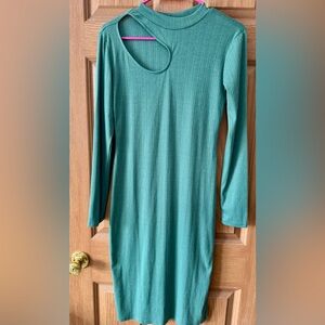 DEREK HEART Green Long Sleeve  Cut-Out Dress Medium NWOT